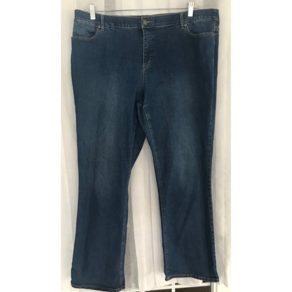 CJ Banks Womens Plus Size 18W Straight Leg Jeans Medium Wash Elastic Waist Blue